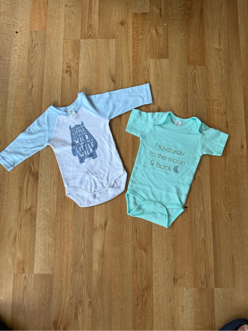 Little Giraffe Mint Green and Light Blue Baby One-Piece Bodysuits